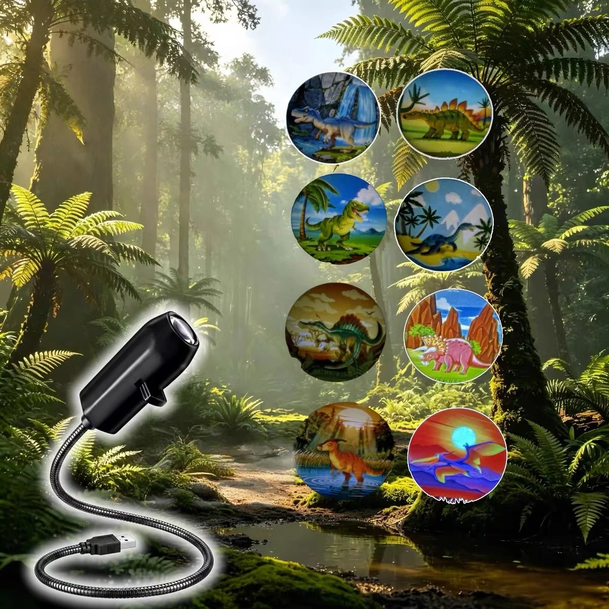 Dinosaur Projector Light LED Adjustable Multiple Projection Patterns Light Tyrannosaurus Rex Pterosaur Triceratops Festival Gift