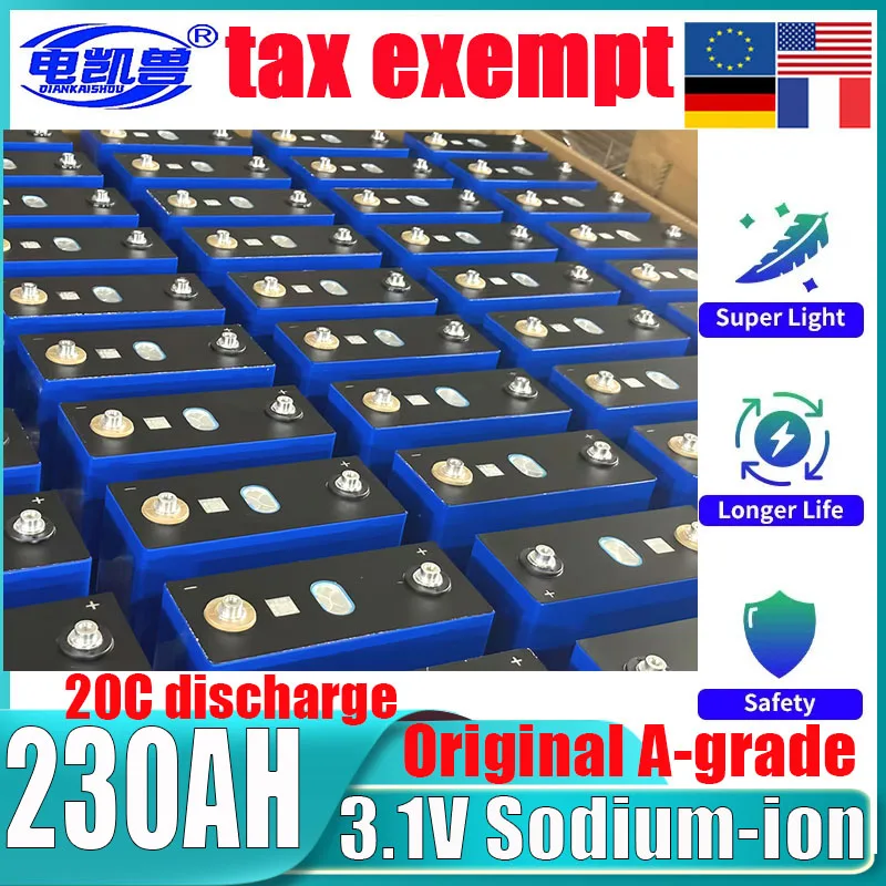 1-16PCS New 3.1V 230Ah Grade A 2.9V DIY 12V Sodium Ion Battery Large Capacity Rechargeable Battery Energy Storage Power Station