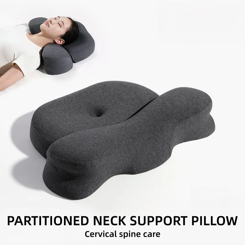 Ergonomic Split Cervical Pillow Dual Zone Contoured Orthopedic Neck Support for Back Sleepers Sleeping Pillow