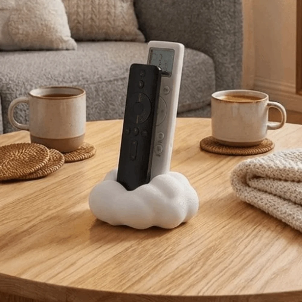 3D Cloud-Shaped Remote Control Holder Eco-Friendly Plastic Remote Rack 2 Grids Save Space Pen Organizer Stand Office Supplies
