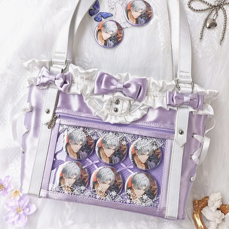 Bow Itabag Y2K Lace Itabag Knot Tote Bag Tote Bag Japanese JK Sweet Kawaii Girl Anime Transparent High Capacity Size Itabag New