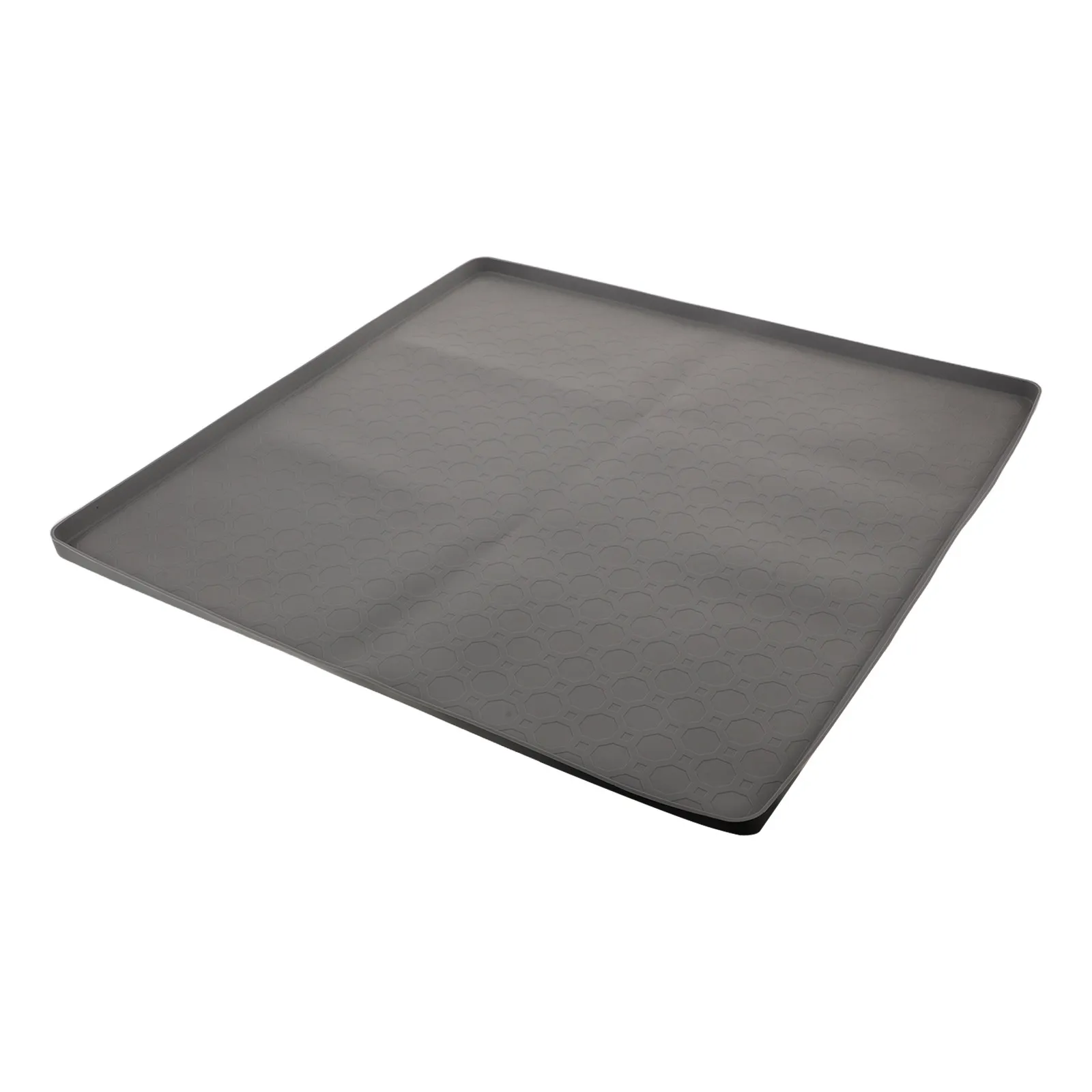 Trash Can Mat Corner Garbage Bin Mat Waterproof Silicone Non Slip Grey Raised Edge Under Kitchen Trash Can Pad Floor Protector