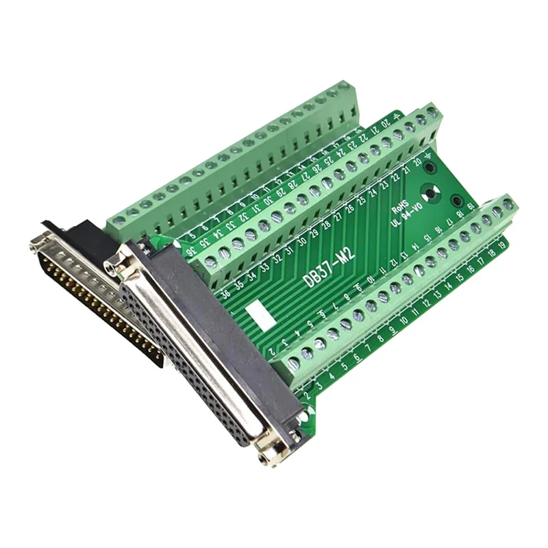 ABRU-2Pcs DB37 Male Female Breakout Board Connector, RS232 D-SUB Serial 37 Pin Port Terminal Solderfree Adapter