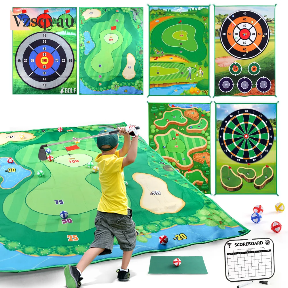 Game Mat Erasable Scoreboard Club Sticky Balls OutdoorGolf Practice Game Party Games Gifts New 120x178CM Kids Golf Set with Golf