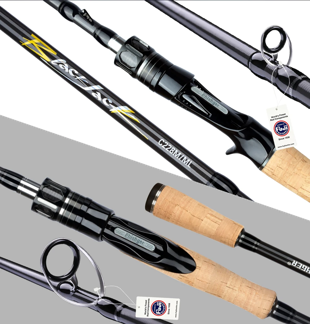 BIUTIFU Spinning Casting Fuji Angelrute 1,8/2,1/2,4/2,7/3,0/3,3m T800 Carbon 2 Spitzen ML/M/MH/H Köder 5-80g Reise-Baitcasting-Rute – Detail 12