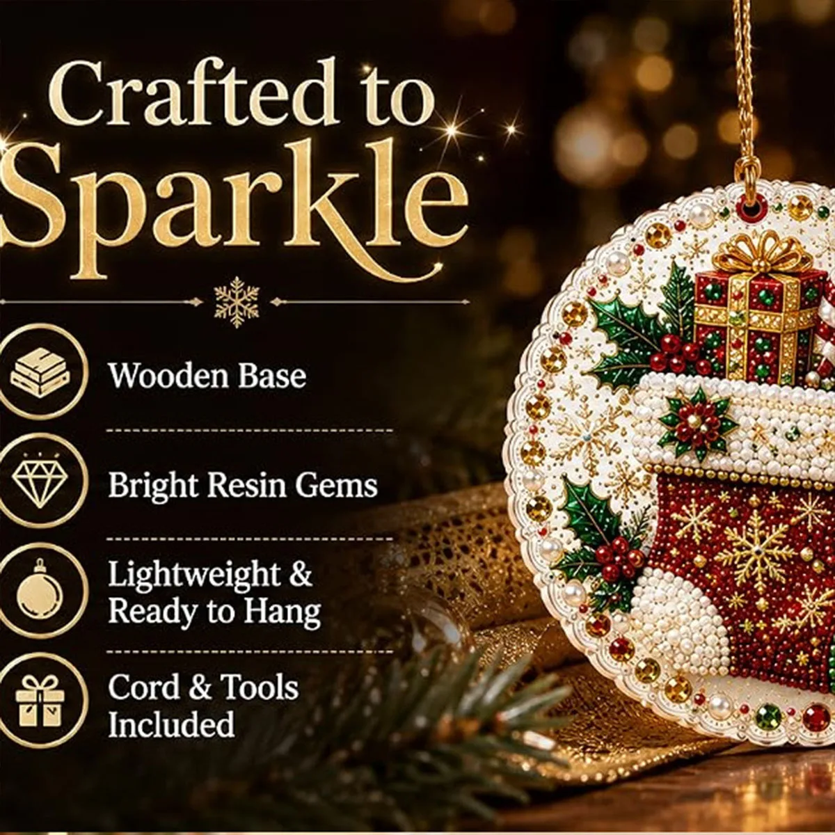 6-teiliges/4-teiliges Weihnachts-Diamantmal-Set, handgefertigte Weihnachtsbaum-Dekorationen, handgefertigtes Set für Weihnachtsanhänger für Erwachsene, einfach zu verwenden und stressabbauend, für Anfänger geeignet, kann als Wanddekoration für zu Hause, Weihnachtsbaumdekoration, Geschenkdekoration, Dankeskarte oder Geschenk für Bastelfreunde verwendet werden. – Detail 6