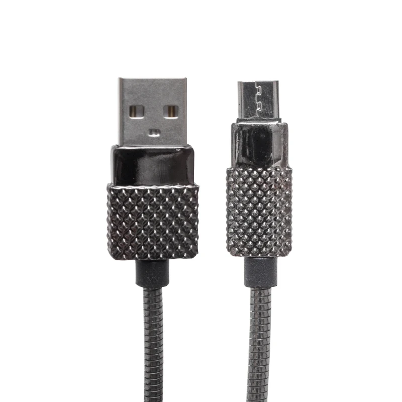 THERE 3 AMPS METAL SPRINGY MICRO USB DATA AND CHARGER CABLE 1 METRE