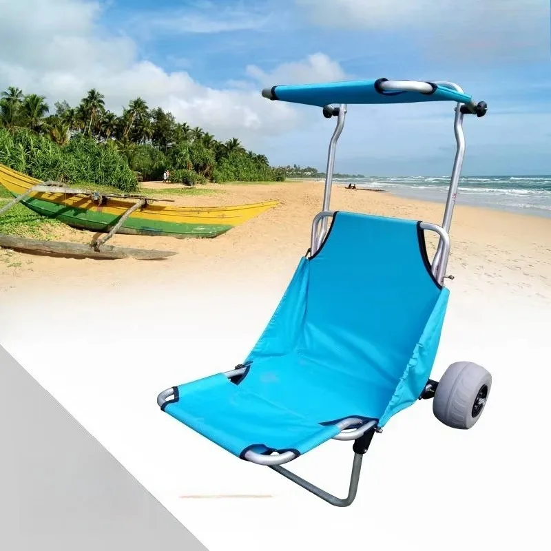 

Balloon wheeled beach buggy with sunshade, aluminum camping outdoor