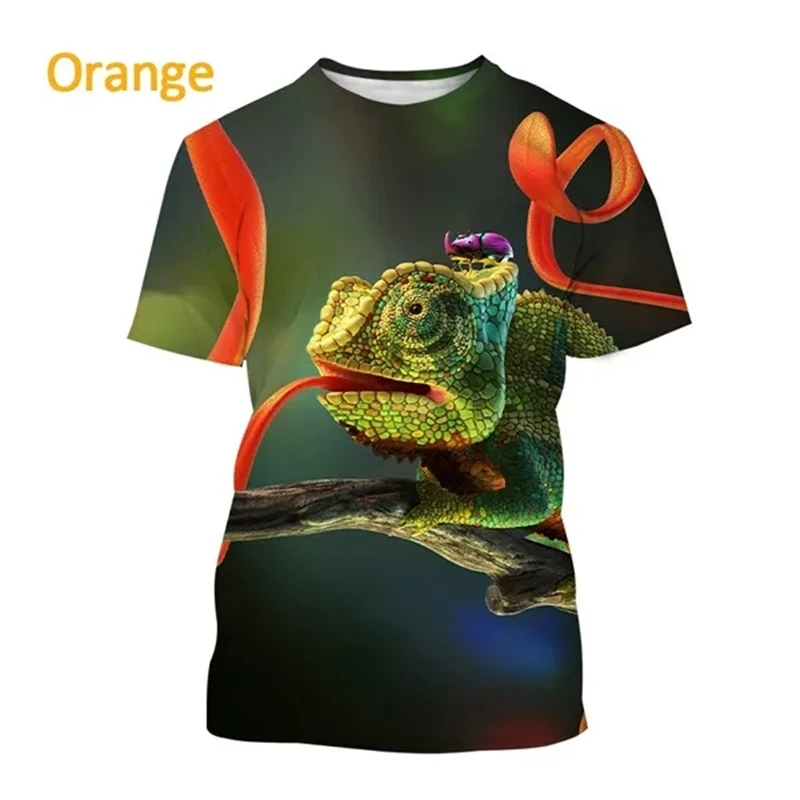 Letnia nowa moda kameleon wzór T-shirt damski moda męska 3D drukowana śmieszna casualowa koszulka z krótkim rękawem modna koszulka uniseks