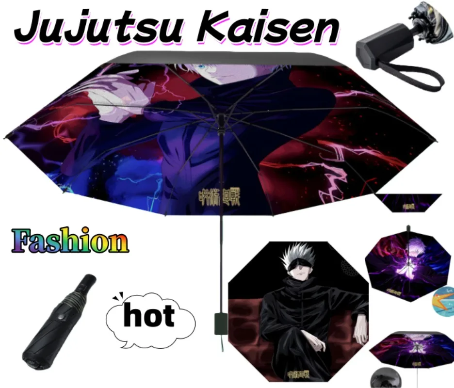 

Зонт Jujutsu Kaisen, милый модный мультфильм для мальчиков и девочек, солнцезащитный затемняющий солнцезащитный козырек в стиле аниме, подарок на день рождения для друзей