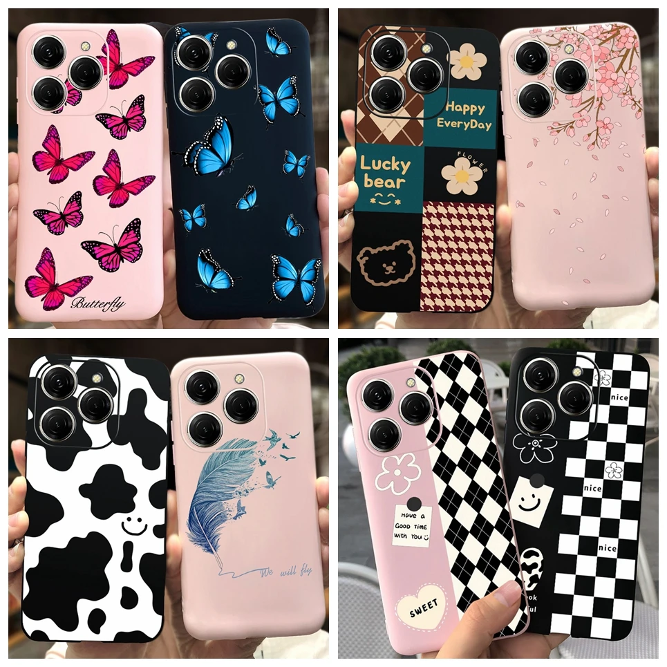 For Cover Spark 20 Pro Girly Women Fashion Butterfly Cow Print Pattern Housing For Tecno Spark 20 Pro spark20pro Soft Silicone