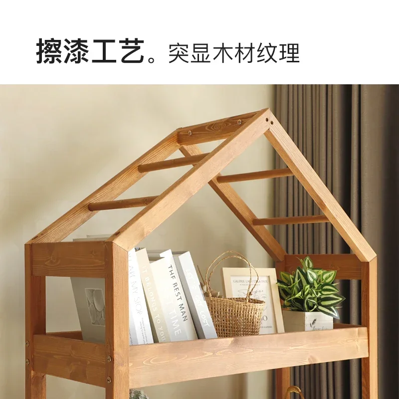 Rack Flower Stand Living Room Decoration Floor-Standing Multi-Layer Bookshelf Indoor Succulent Solid Wood Flower Pot Rack