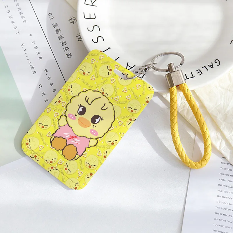 

STRAYKIDS Cute Cartoon SKZOO Push-Pull Sliding Cover ID Card & Bus Card Keychain Protector