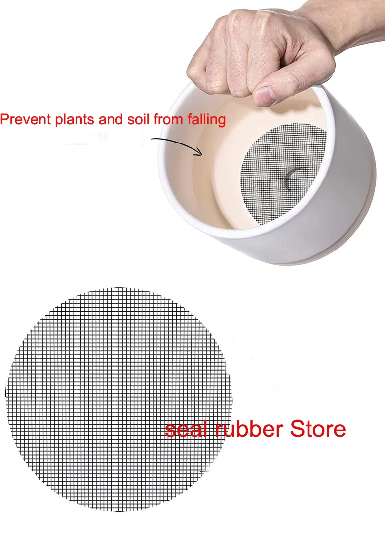 

50pcs/ bag black flower pot pad bottom net potted garden mesh bottom leak-proof soil insect-proof mesh polyester gasket