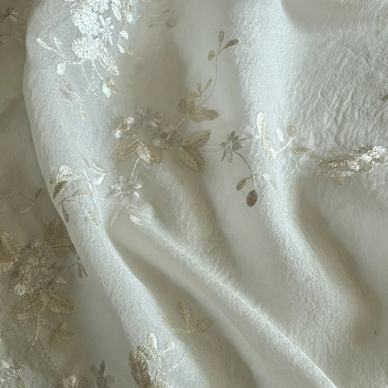 

Newest Cotton-thrown fabric embroidered floral mesh lace fabric for Bag Dress Making Fabric Sold by the yard