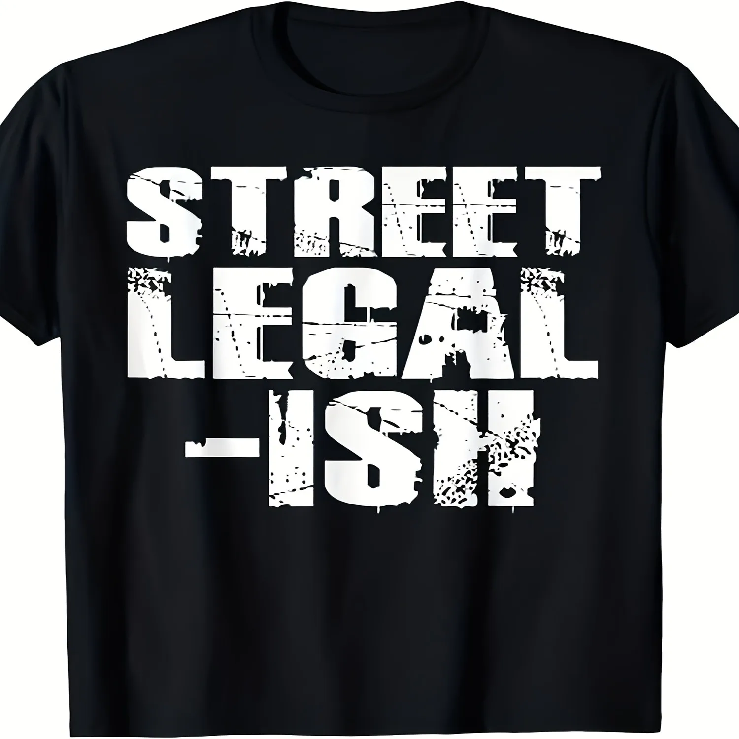 Men's Vintage Street Legal Ish Car Drag Race Low Rider Hot Rod Graphic TShirt Distressed Print on Retro Tee Casual Round Neck AllSeason Comfort Fit for Car Shows Drag Racing Events CasualSummer Everyday Wear Shirt, Art Print Tshirt