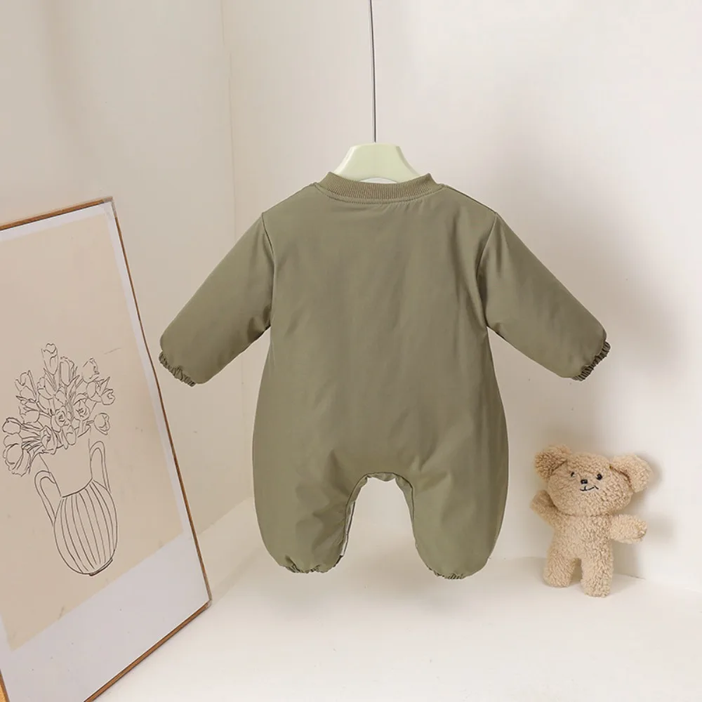 0-18M Winter New Baby Boy Cartoon Cute Western-style Smiling Face Dog Thin Cotton Clothes for Outdoor Rompers
