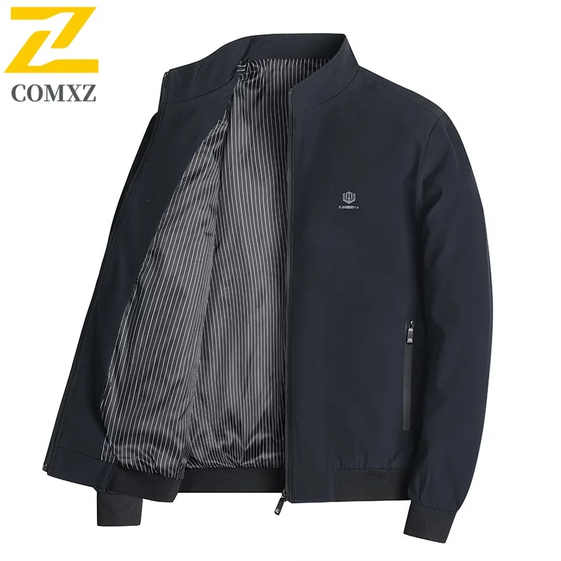 

COMXZ Luxurious Mens Leisure Business Jacket New Commuting Office Coat Trendy Stand Collar Streetwear Windproof Autumn Coat