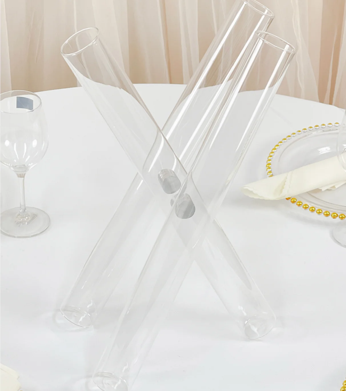 10pcs） acrylic Clear Display Rack Crystal Stage Pillar Acrylic Flower Stand Floral Criss Cross Tube Vase 226