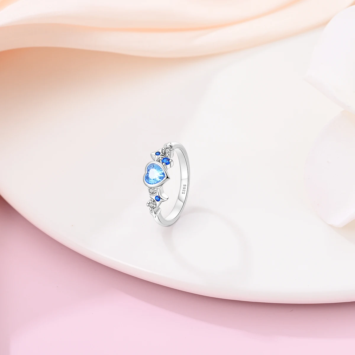 Anillo de Plata de Ley 925 auténtica para mujer, anillo de Luna brillante azul Celestial, joyería de plata