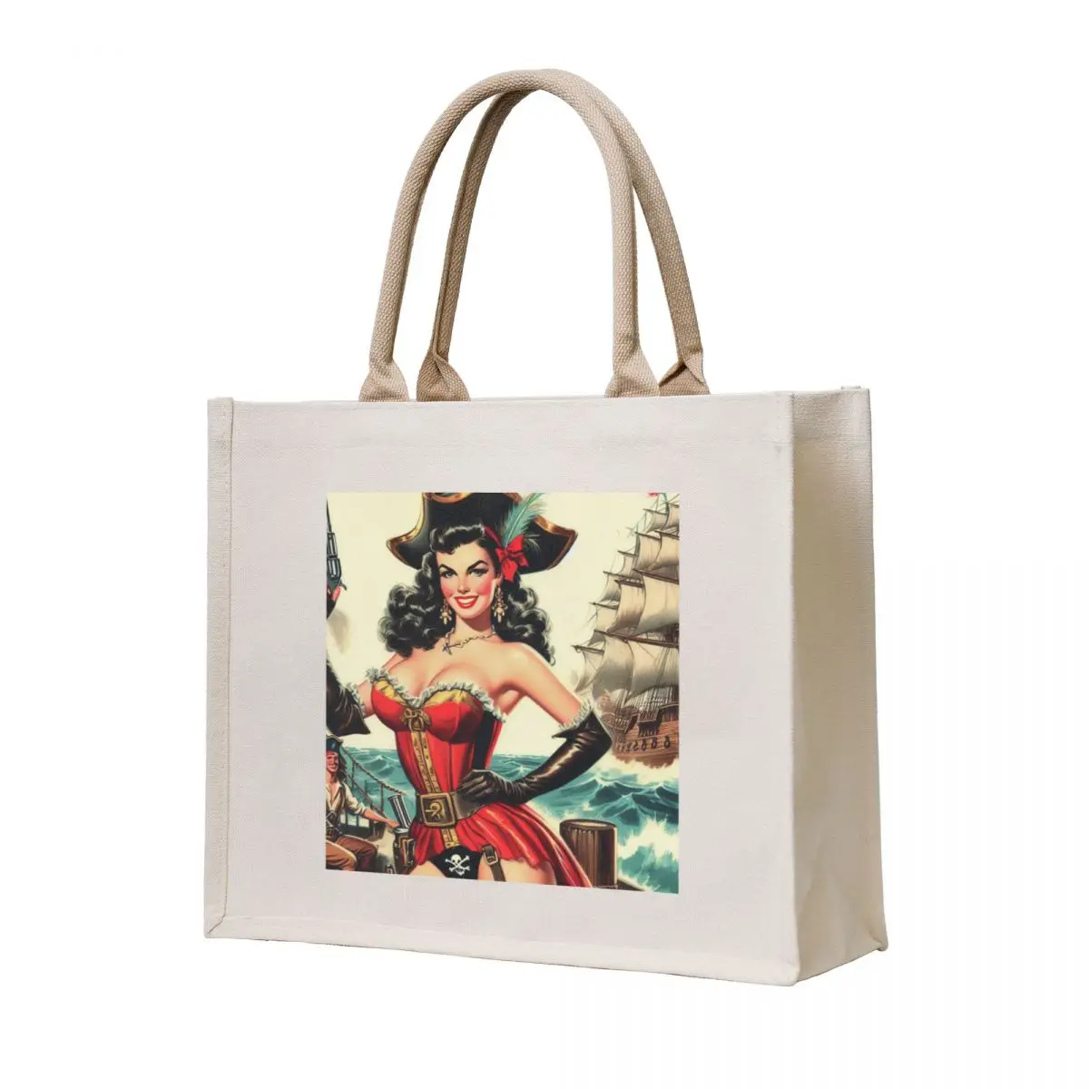 

Vintage Pirate Pin Up Tote Bag eco pack hand bag ladies Canvas stote bag