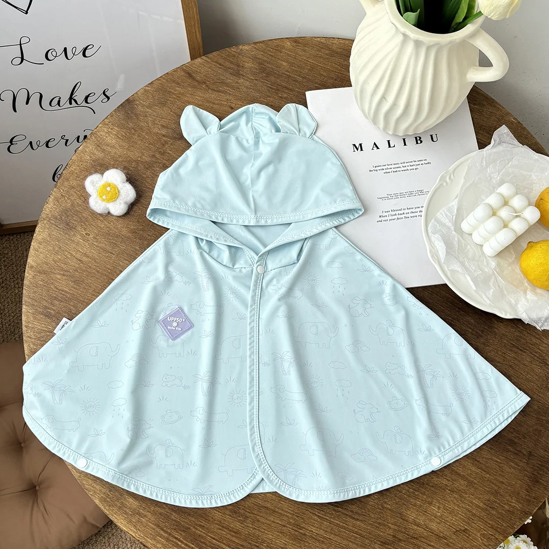 Baby Hooded Sun Protection Coat Summer Thin Kids Cape Cloak UV Protection Skin Clothes Air Conditioning Cardigan Outerwear