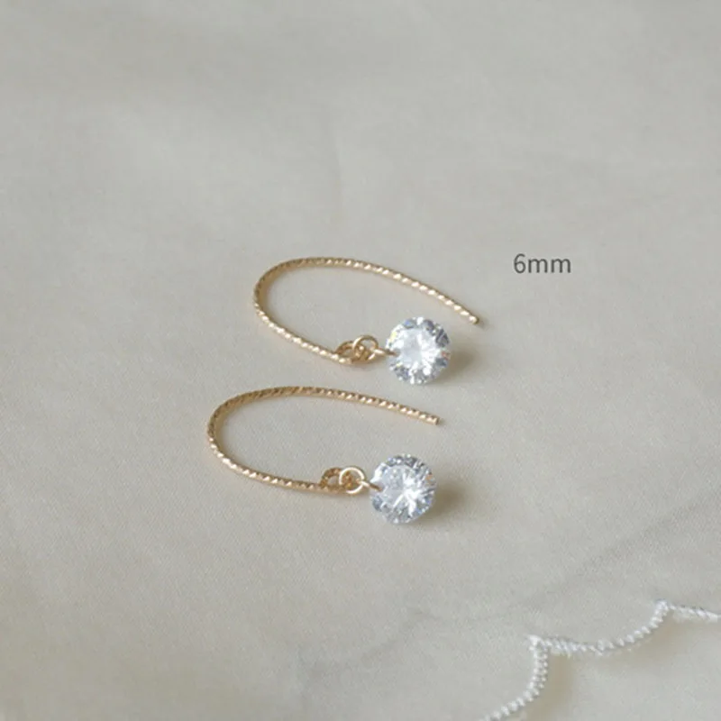 French Vintage S925 Sterling Silver Round Zircon Earring Hook Earring Women Elegant Jewelry Bridal Bridesmaid Wedding Gifts