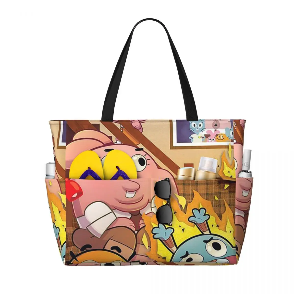 The Amazing World Of Gumball Cartoon Beach Tote Bag Sport Gym Yoga Duffle Large Tote Bag Women Travel Bag Fitness bag