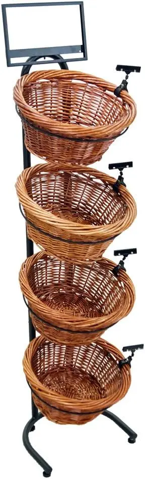 Round Willow Basket Display with Sign Frame and Sign Clips