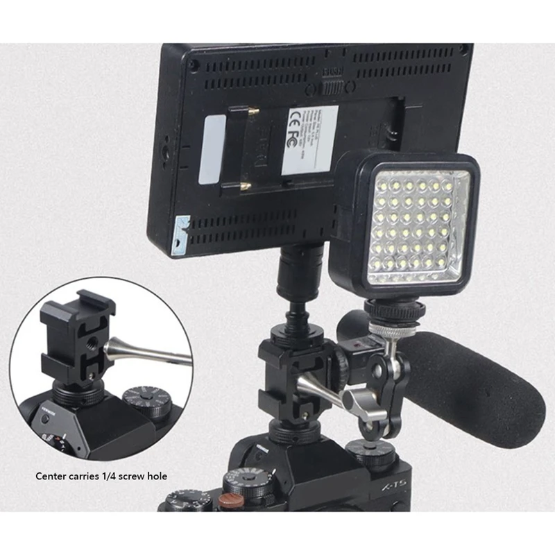 Triple Hot Shoe Mount Adapter Bracket Stand Holder For DSLR Camera For LED Video Microphone Flash Light