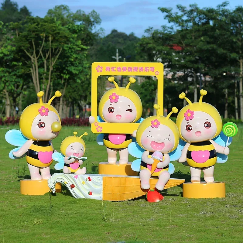 

Net Hot Forging Cartoon Bee Fiberglass Animal Garden Landscape Sketch Park Decoration Ornaments