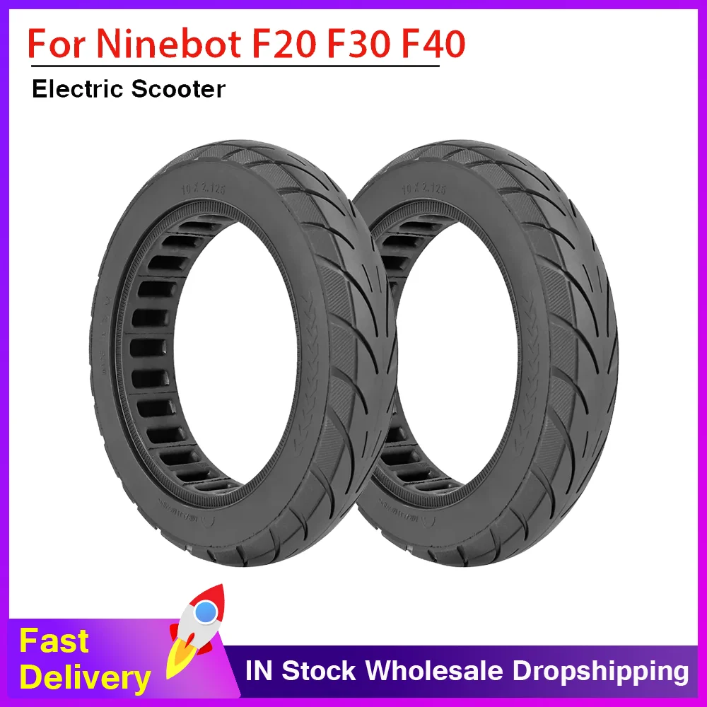 

10 Inch (10x2.125) Rubber Solid Tire for Ninebot F20/F25/F30/F40 Scooter Tubeless Thickened Explosion-Proof Shock-absorbing Tyre