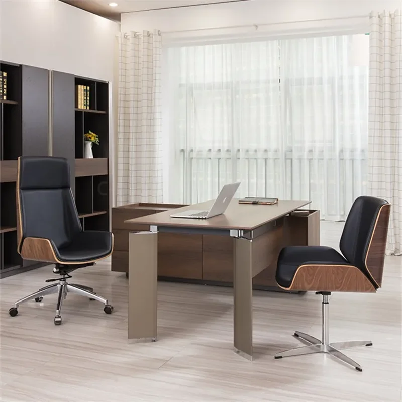 Modern Boss Chair Office Chair Reclning High-Back Bentwood Swivel Computer Chair Micro Fiber Leather Office Furniture Armchair