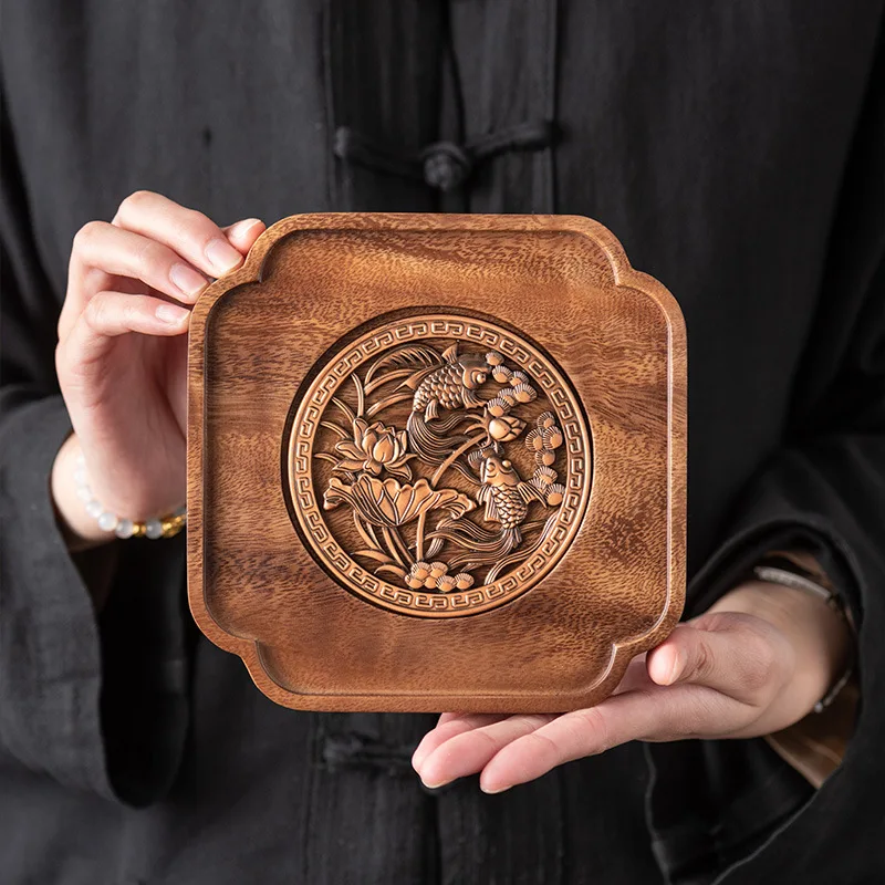 

Solid wood teapot with dry soaking table household tea pot lid bowl tea mat small water storage tea tray