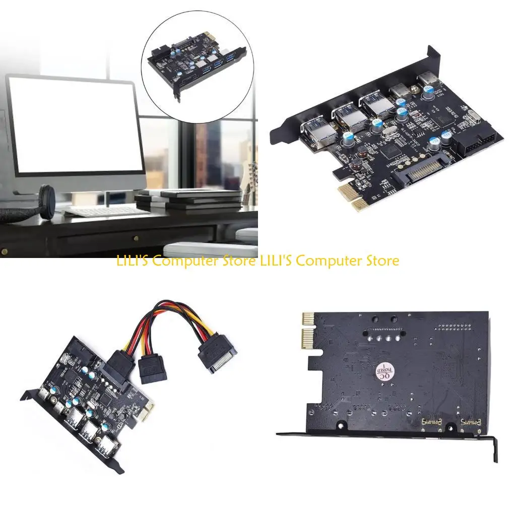 

A52B 5-портовый адаптер USB3.0 Type-C PCIE PCI-E Адаптер карты расширения TypeA