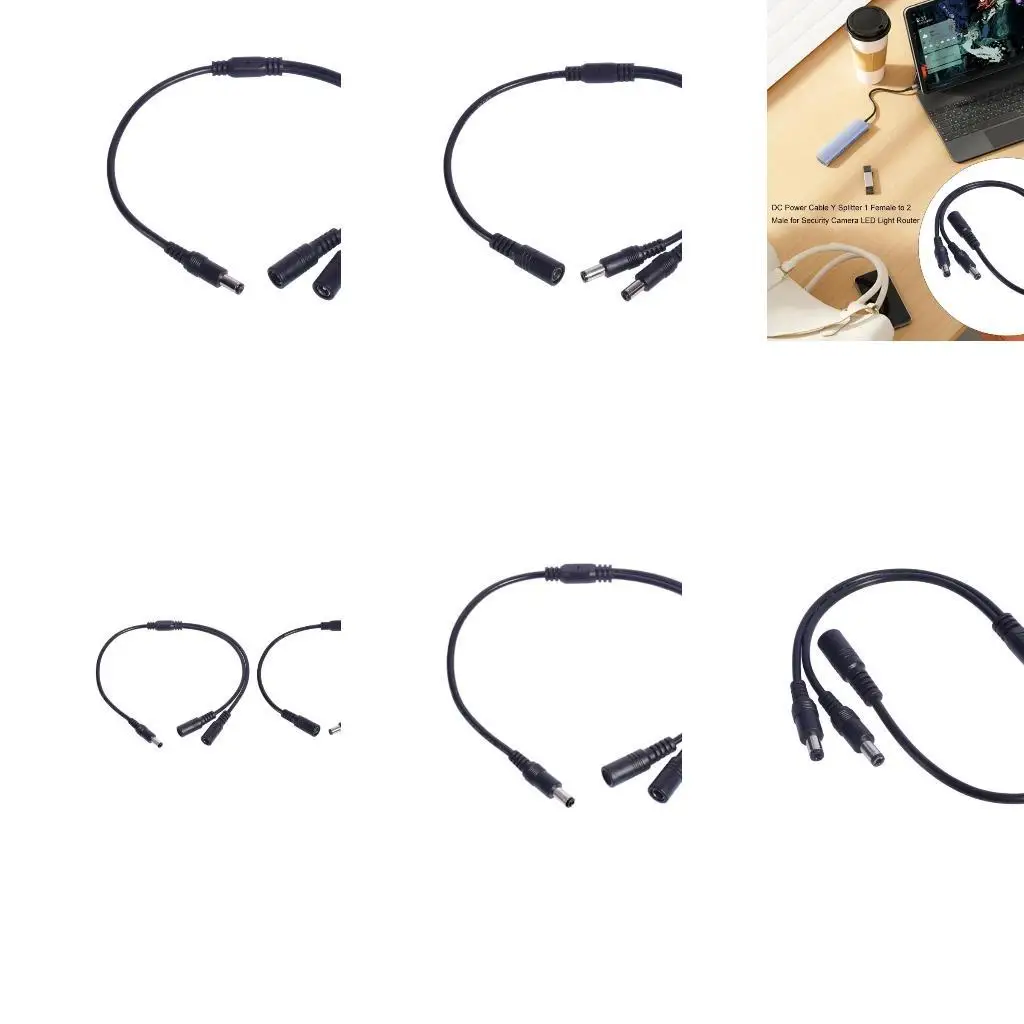 

31BA 2 Cable 5.5x2.1mm Connectors, 1 Female to 2 Male / 1 Male to 2 Female for Security Cameras and Monitors