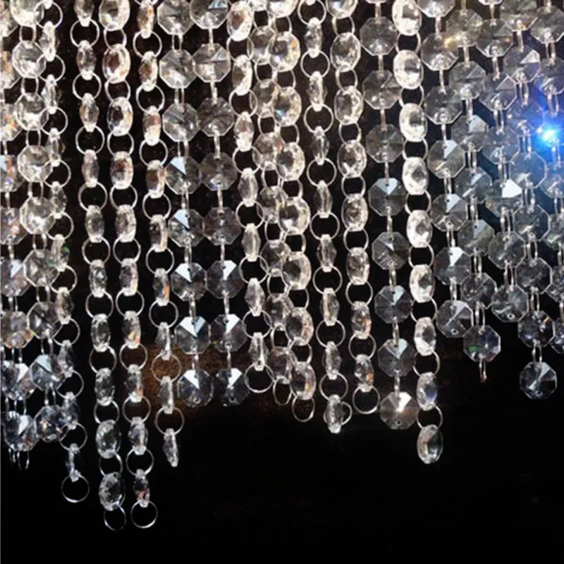 100cm Glass Crystal Prisms 14mm Octagon Beads Chain Chandelier Parts Hanging Suncatcher Garland Strand Home Wedding Decor