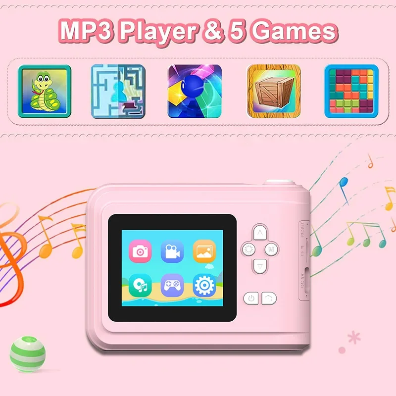 Kids Instant Print Camera with 32GB 1080P HD 2.4 Inch Screen Zoom Video Photo Child Birthday Festival Gifts Digital Camera Toys