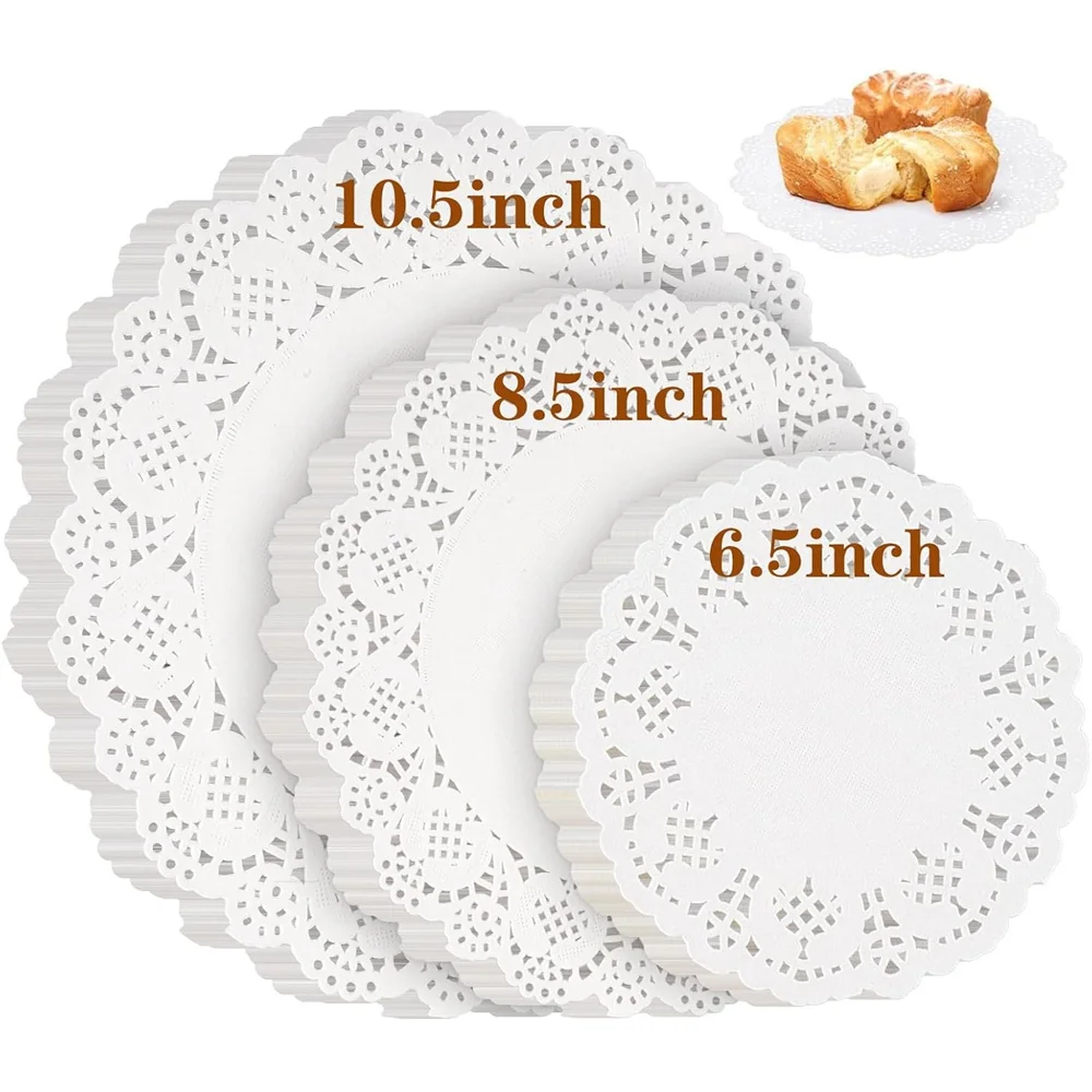 

150Pcs Kitchen Fried Food Special Flower Bottom Paper Oil-absorbing Paper Baking Cake Pizza Snack Round Household Lace Paper Pad