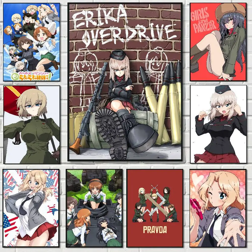 Anime GIRLS Und PANZER Vintage Anime Poster Wall Art For Study Living Room Decor Unique Home Decoration Pictur
