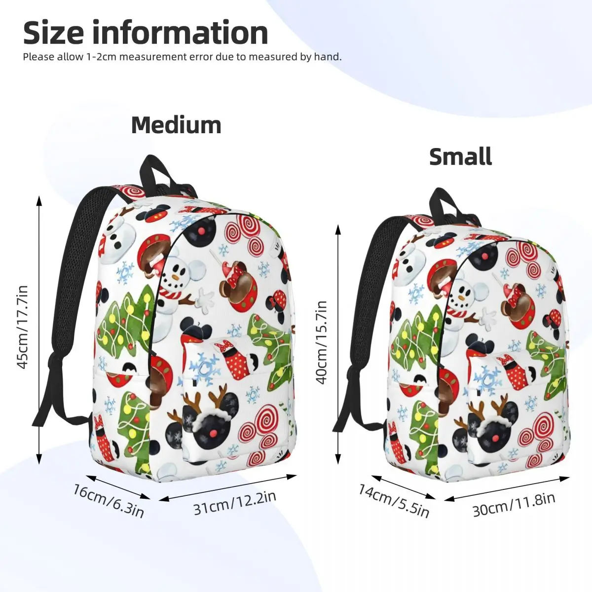 Kawaii Mickey Mouse Christmas Fashion Backpack Outdoor High School Work Daypack for Men Women Laptop Shoulder Bag