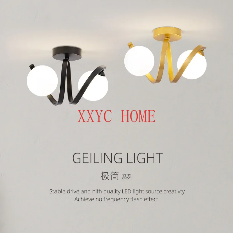 

Modern Glass Ceiling Lights Minimalist Black Gold Ceiling lamp Indoor Lighting Hallway Aisle Balcony Entryway Cloakroom Fixtures