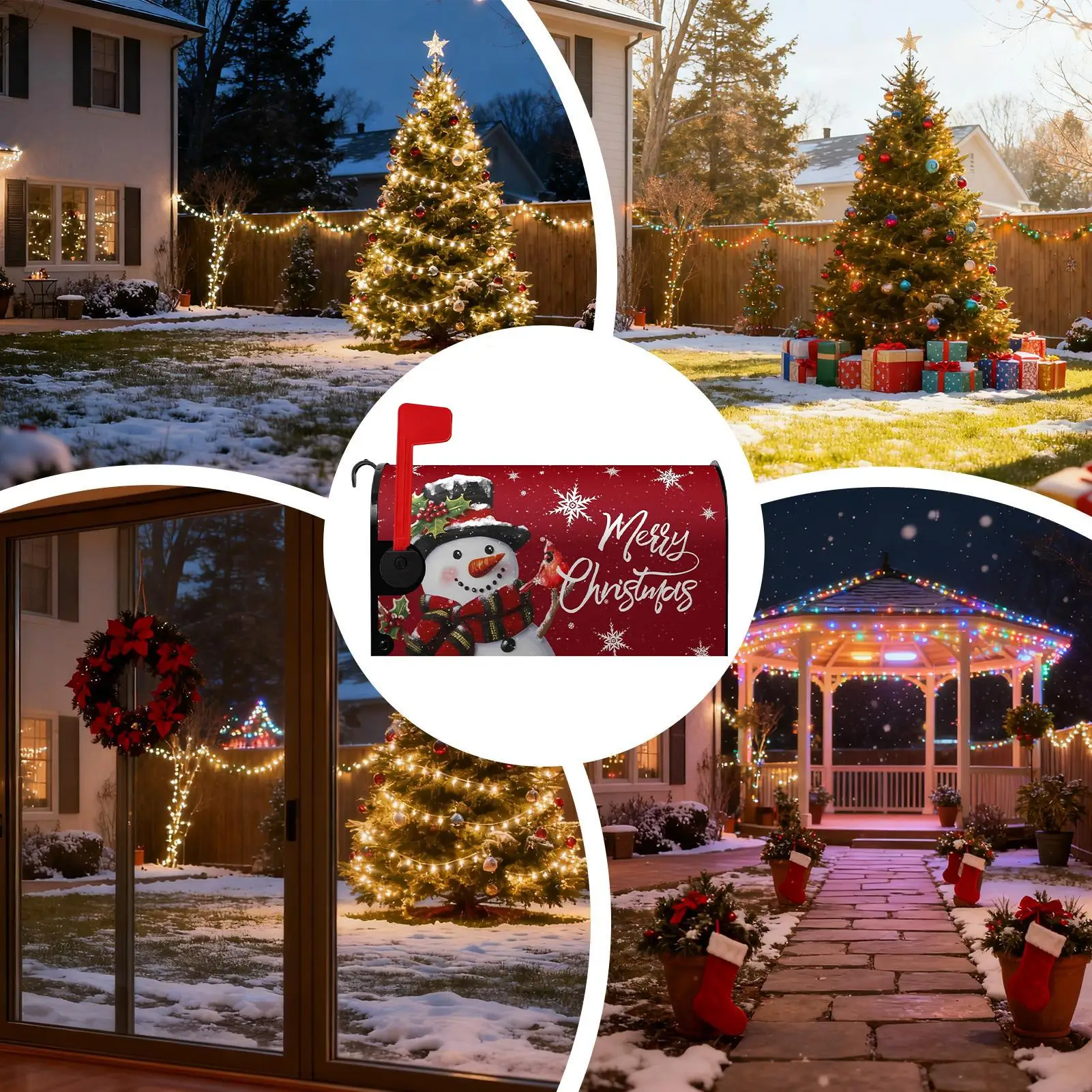 الشتاء صندوق البريد يغطي المغناطيسي 21X18 بوصة حجم قياسي الشتاء المغناطيسي ثلج غطاء صندوق البريد عيد الميلاد آخر صندوق بريد يلتف #1