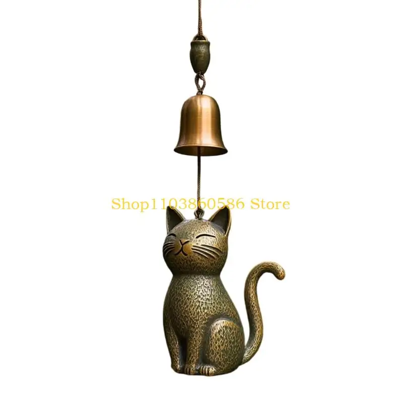 242A Cats Wind Chimes Hanging Decoration Make of Copper Gift for Friend Family Car Interior Rearview Mirror Decoration