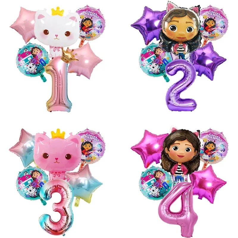 Gabby DollHouse Metallische Luftballons Cartoon Mädchen Geburtstagsparty Dekorationszubehör Baby-Shower Globos Geschenk – Detail 1