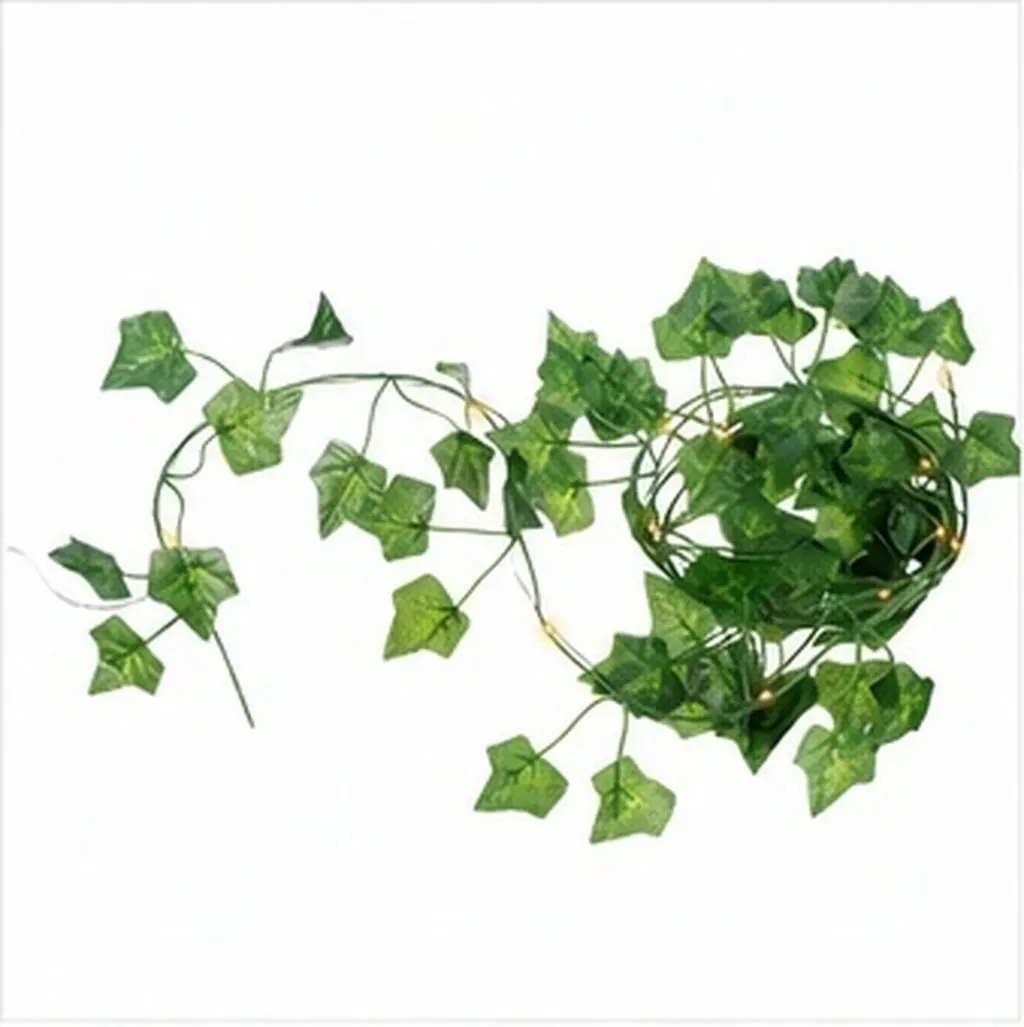 Decorative Rattan String Lamp with Green Leaves Artificial Vine Garland LED Lights for Relaxing Warm Garden