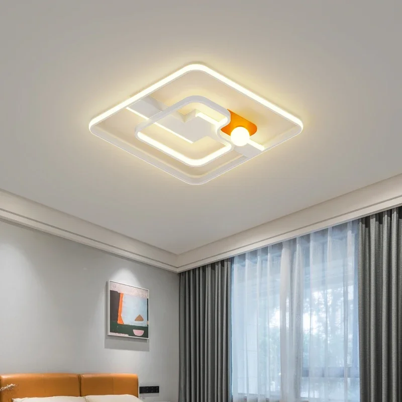 

New Design Led Ceiling Light Geometric Creativity for Living Room Bedroom Foyer Lamp White Orange Home Fixture Interior Lighting