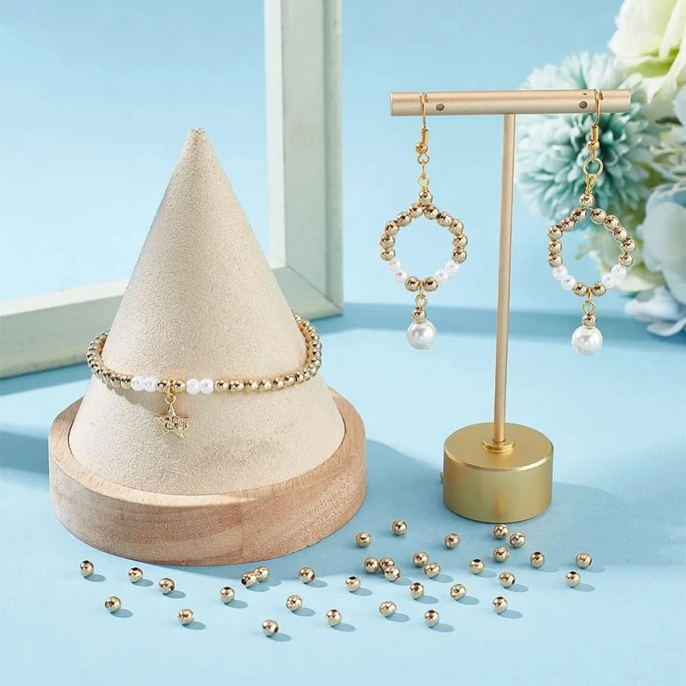 300 pezzi 304 perline in acciaio inossidabile 4mm perline sparse lisce dorate rotonde per il braccialetto fai da te collana orecchino kit per la creazione di gioielli