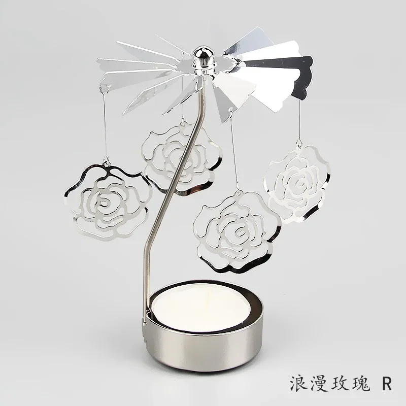 Metal Rotating Spinner Carousel Candle Tea Light Holder Table Rotating Transfer Windmill Decoration Home Elegance Candle Holder