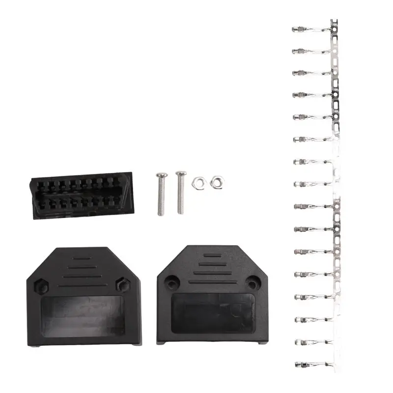N26R-OBD2 OBD II 16 Pin Connector Socket Diagnostic Tool Adapter OBD Connector + Enclosures + Terminal + Screws